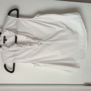 Sold - White Sleeveless Blouse w/ Ruffle Accents